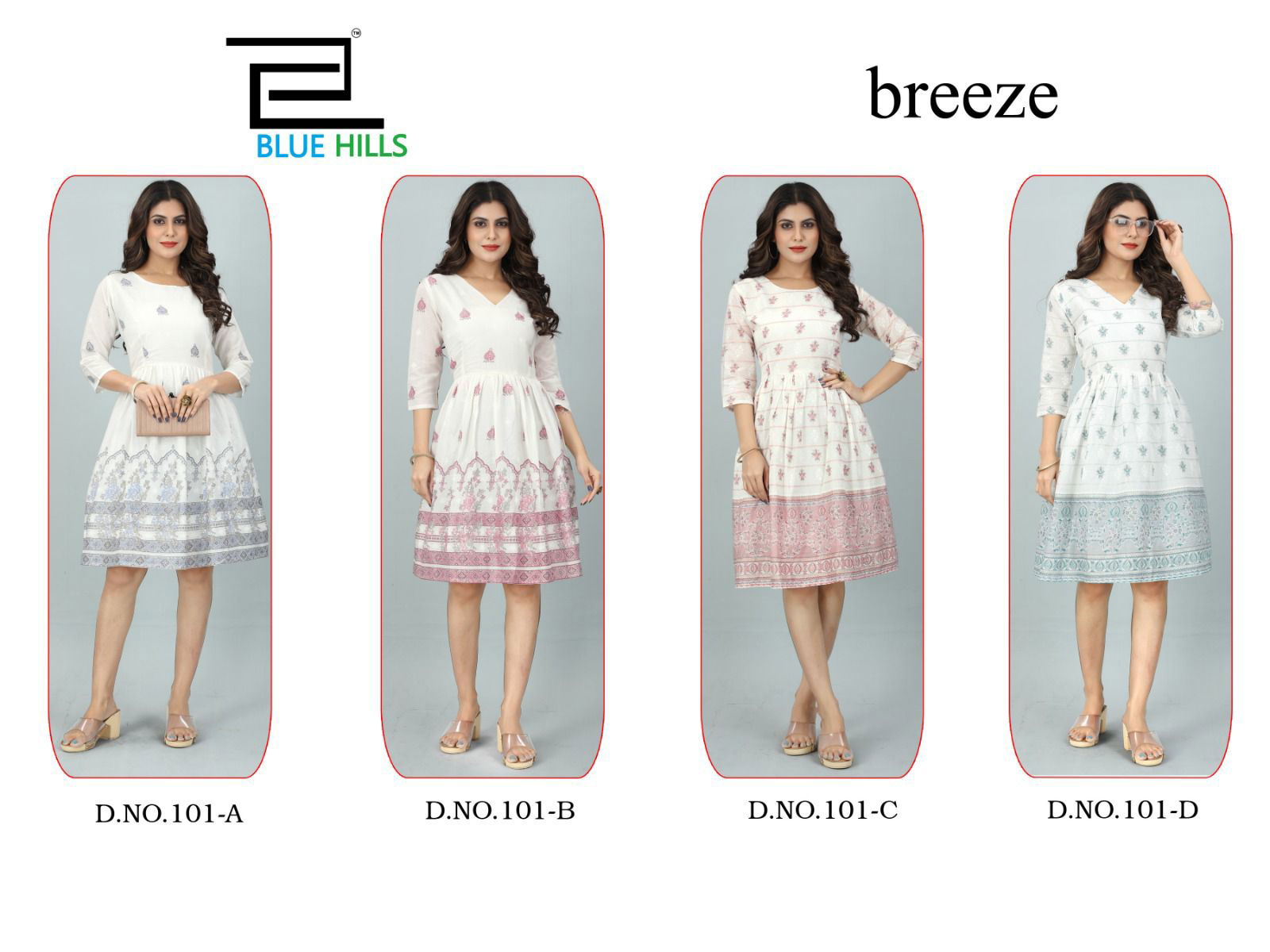 Breeze By Blue Hills 101-A To D Short Designer Kurtis Catalog